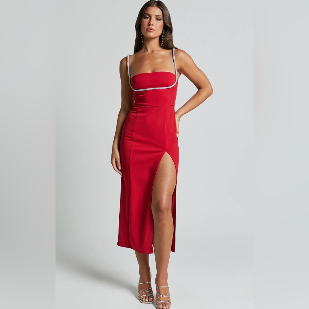 Showpo Red Dress with Silver Accents